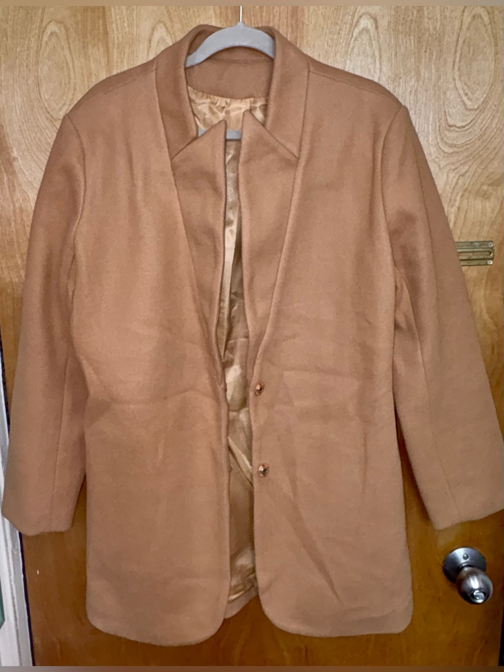 Womens Classic Camel Coat - Tailored Wool-Blend Jacket